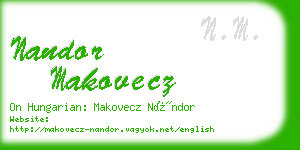 nandor makovecz business card